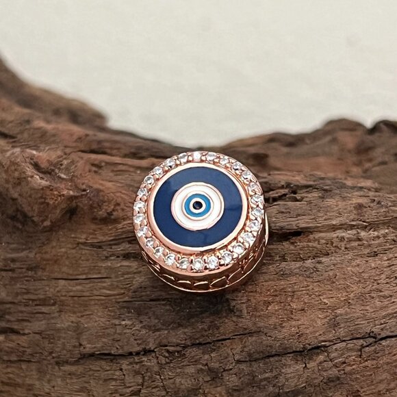 Pandora Evil Eye Rose Gold Plating Charm Bead - Picture 1 of 4